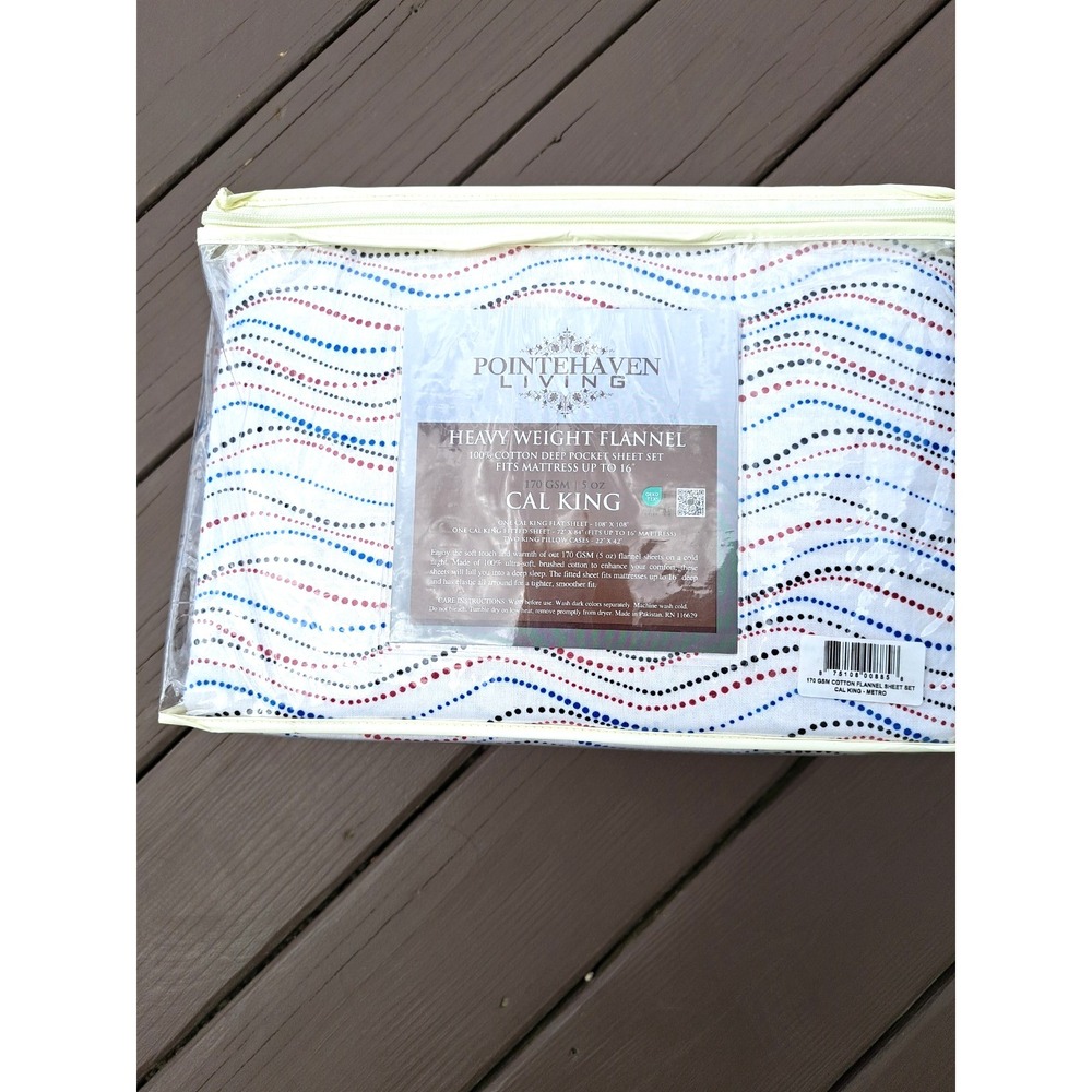 Pointehaven Living Heavy Weight Flannel Cotton Deep Pockets Sheet Set Cal King